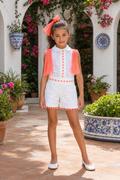 Naxos Neon Girls White & Orange Tulle Short Set