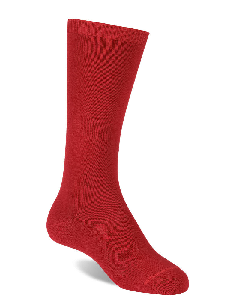 JC Castella Boys Red Plain Knee High Socks