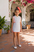 Naxos Neon Girls White & Orange Tulle A-Line Dress
